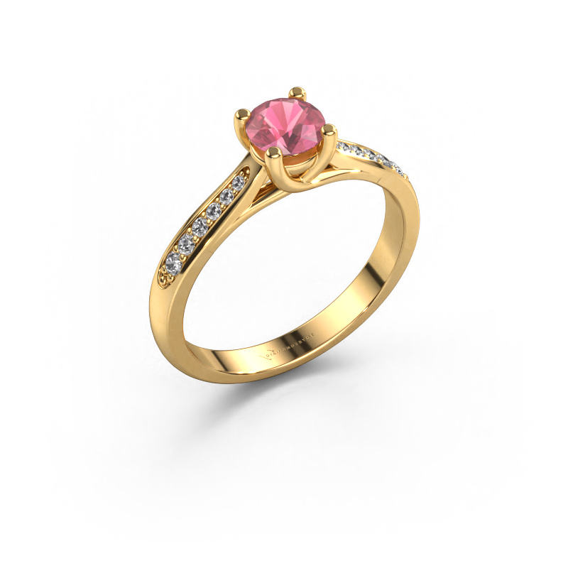 Image of Engagement ring Mia 2 585 gold Tourmaline pink 5 mm