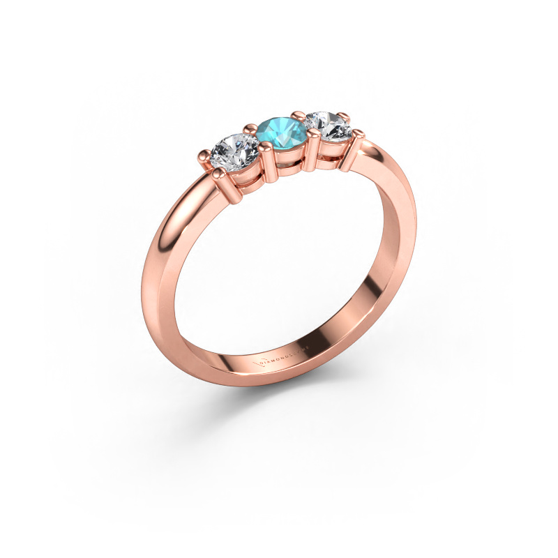 Immagine di Anello Michelle 3 585 oro rosa Topazio blu 3.7 mm