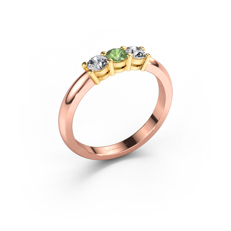 Image of Ring Michelle 3 585 rose gold Tourmaline green 3.7 mm