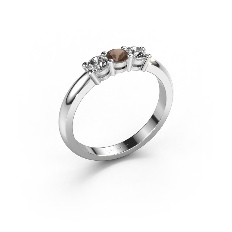 Image of Ring Michelle 3 950 platinum Smokey quartz 3.7 mm