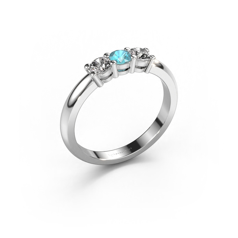 Image of Ring Michelle 3 950 platinum Blue topaz 3.7 mm