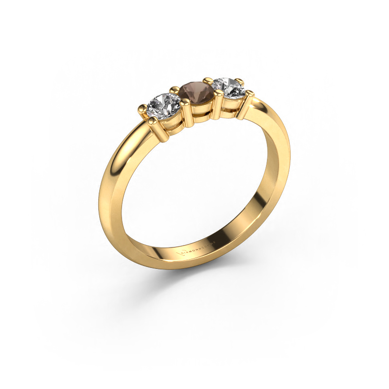 Image of Ring Michelle 3 585 gold Smokey quartz 3.7 mm
