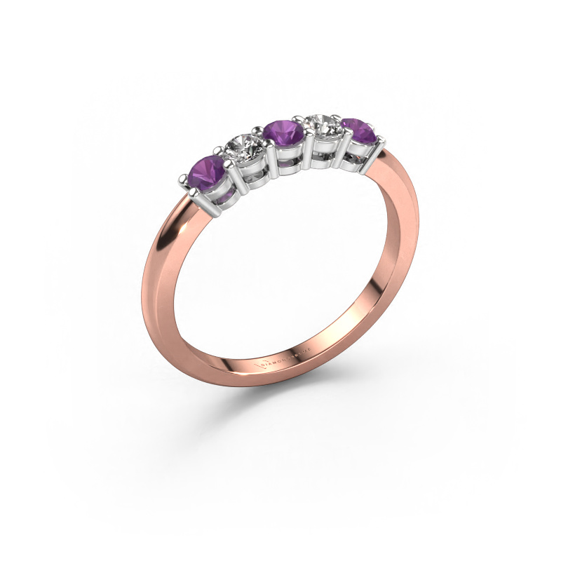 Image of Ring Michelle 5 585 rose gold Amethyst 3 mm