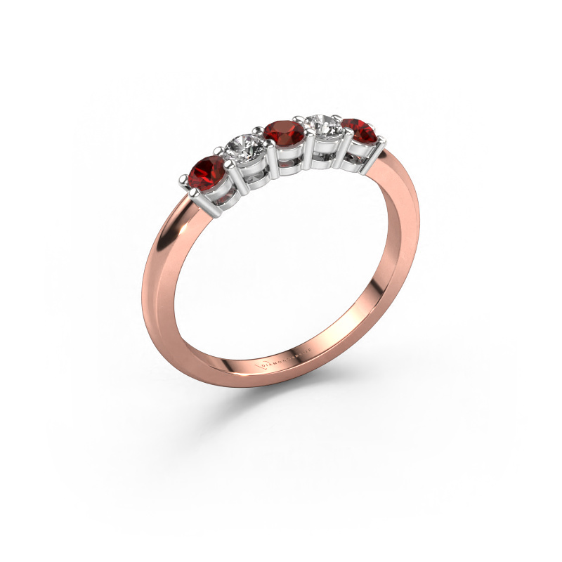 Image of Ring Michelle 5 585 rose gold Garnet 3 mm