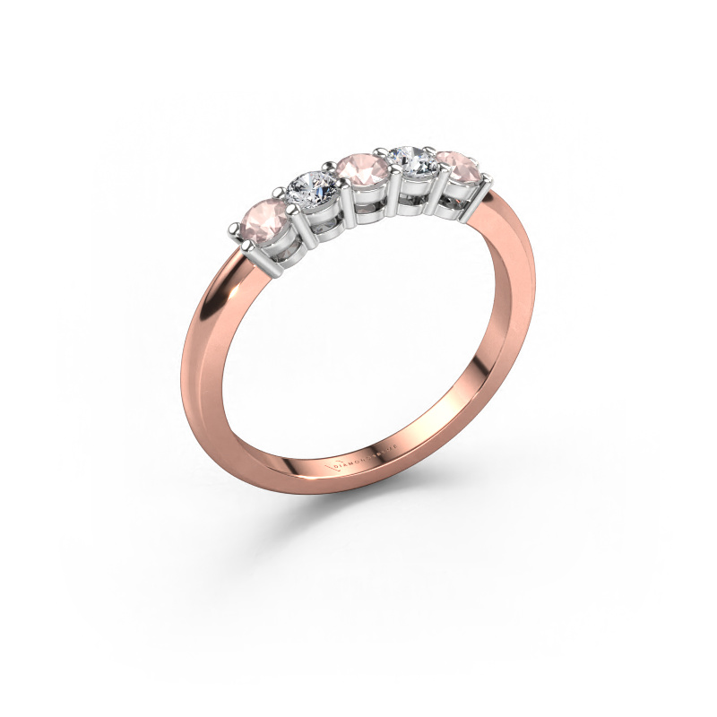 Image of Ring Michelle 5 585 rose gold Morganite champagne 3 mm