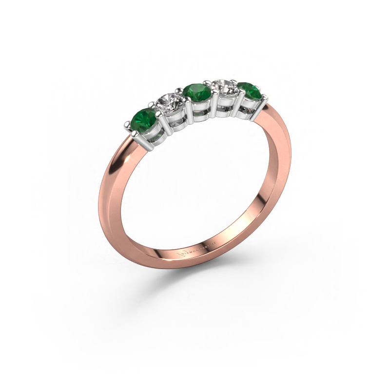 Image of Ring Michelle 5 585 rose gold Emerald 3 mm