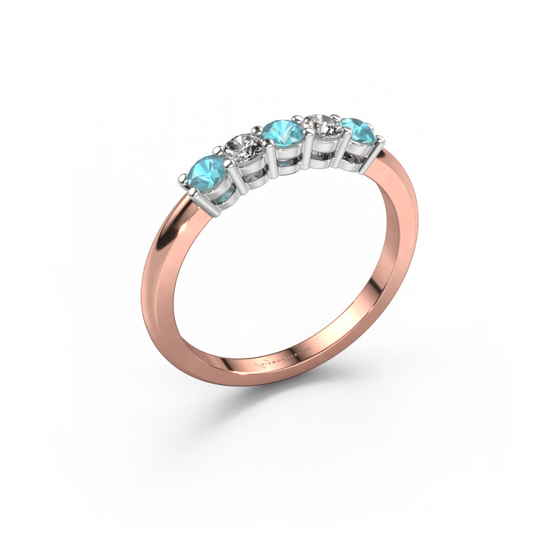 Image de Bague Michelle 5 585 or rose Topaze bleue 3 mm
