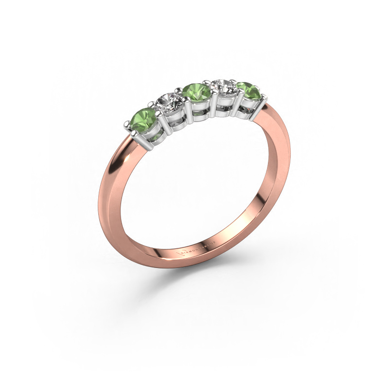 Image of Ring Michelle 5 585 rose gold Tourmaline green 3 mm