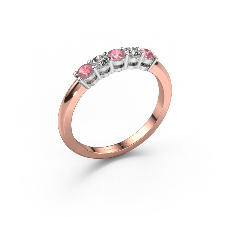 Image de Bague Michelle 5 585 or rose Rose tourmaline 3 mm