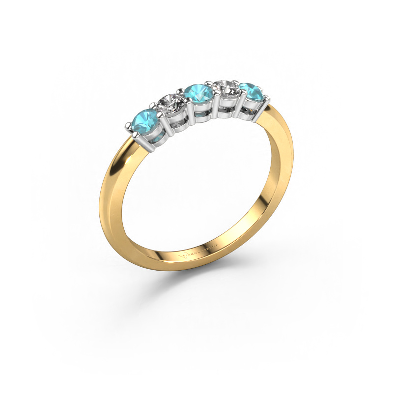Image de Bague Michelle 5 585 or jaune Topaze bleue 3 mm