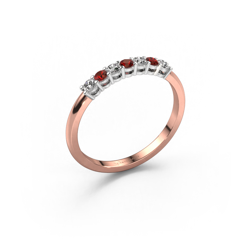 Afbeelding van Ring Michelle 7 585 rosé goud Granaat 2 mm
