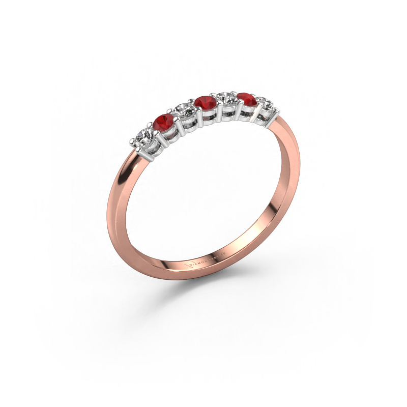 Image de Bague Michelle 7 585 or rose Rubis 2 mm