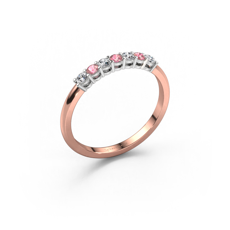 Image de Bague Michelle 7 585 or rose Rose tourmaline 2 mm