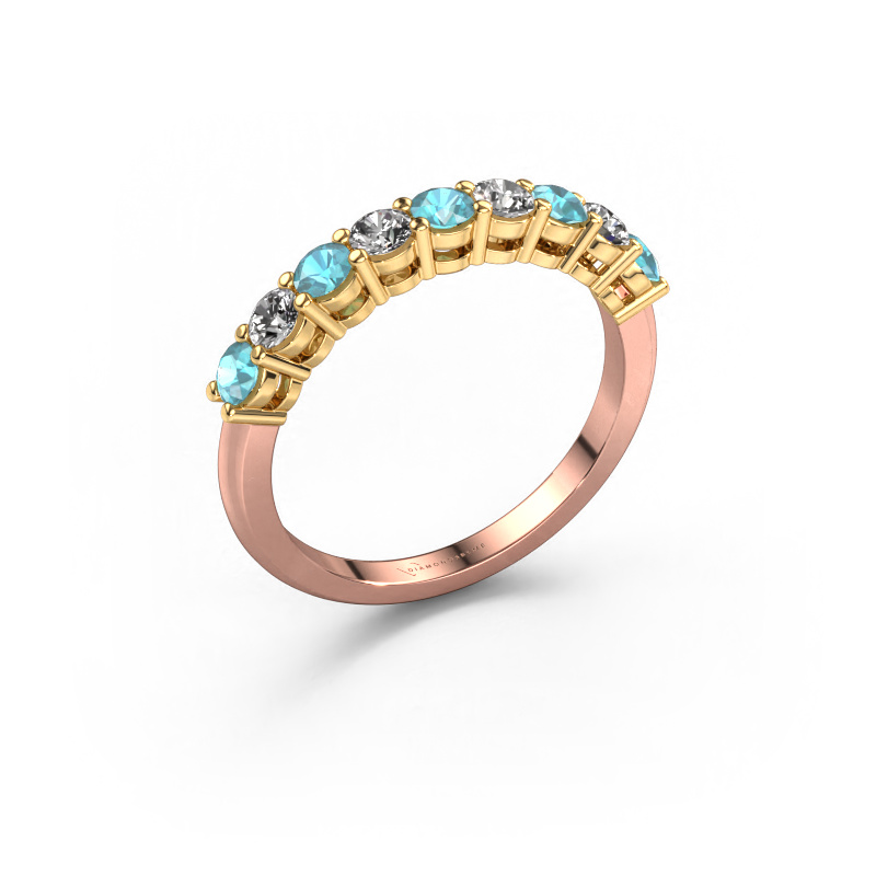 Image de Bague Michelle 9 585 or rose Topaze bleue 2.7 mm