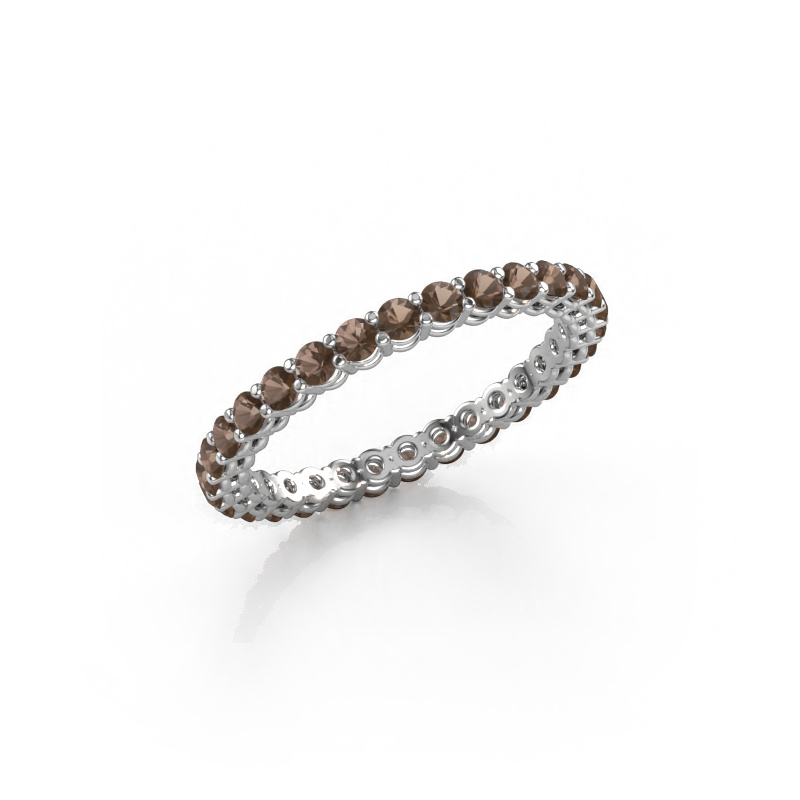 Image of Stackable ring Michelle full 2.0 950 platinum Smokey quartz 2 mm