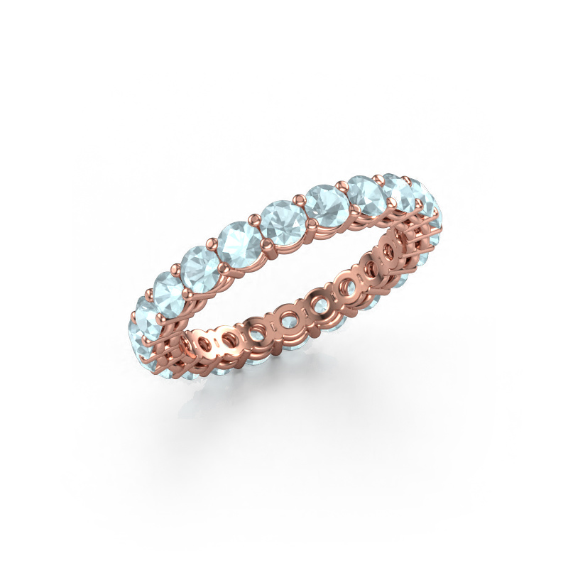 Image of Stackable ring Michelle full 3.0 585 rose gold Aquamarine 3 mm