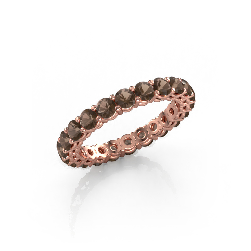 Image of Stackable ring Michelle full 3.0 585 rose gold Smokey quartz 3 mm