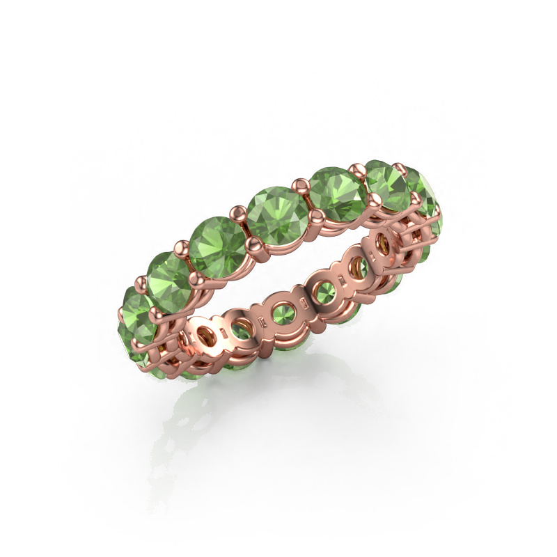 Image of Stackable ring Michelle full 4.0 585 rose gold Tourmaline green 4 mm