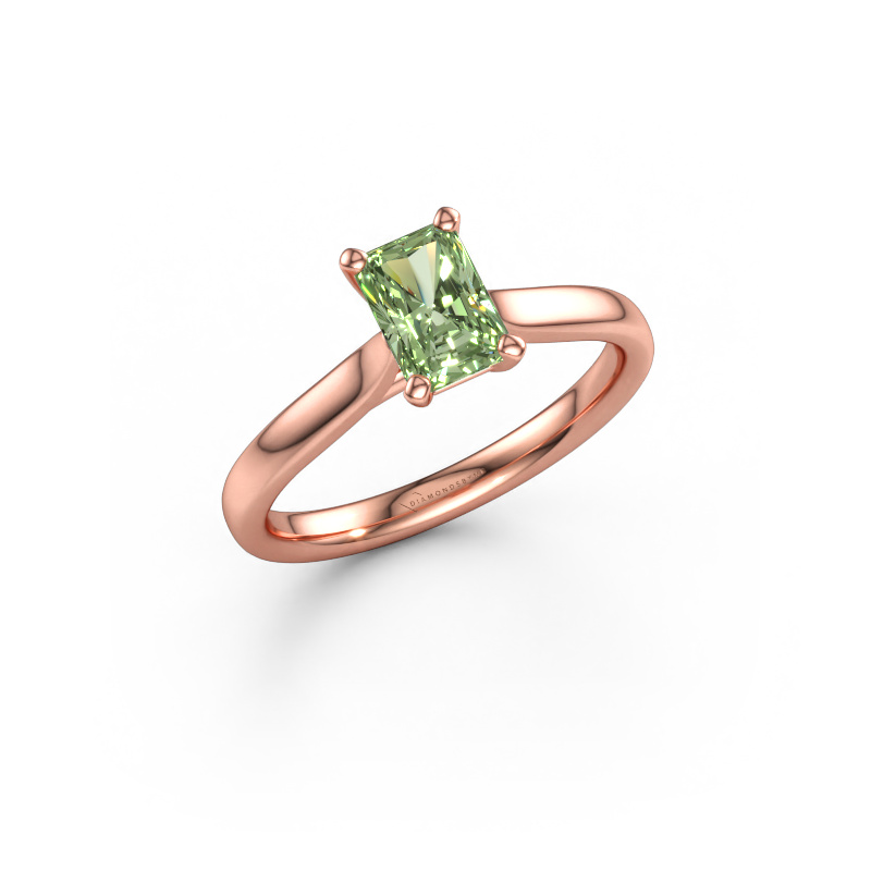 Immagine di Anello di fidanzamento Mignon RAD 1 585 oro rosa Diamante lab grown verde 6.5x4.5 mm