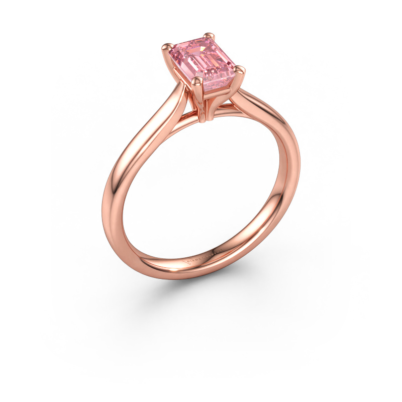 Image of Engagement ring Mignon EME 1 585 rose gold Pink lab grown diamond 6.5x4.5 mm