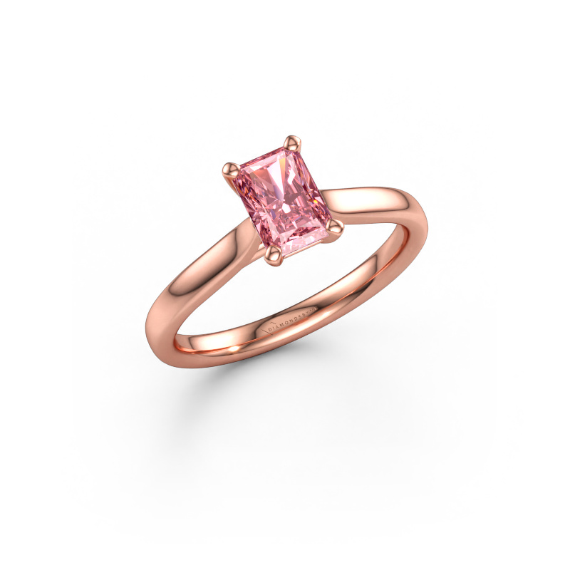 Image of Engagement ring Mignon RAD 1 585 rose gold Pink lab grown diamond 6.5x4.5 mm