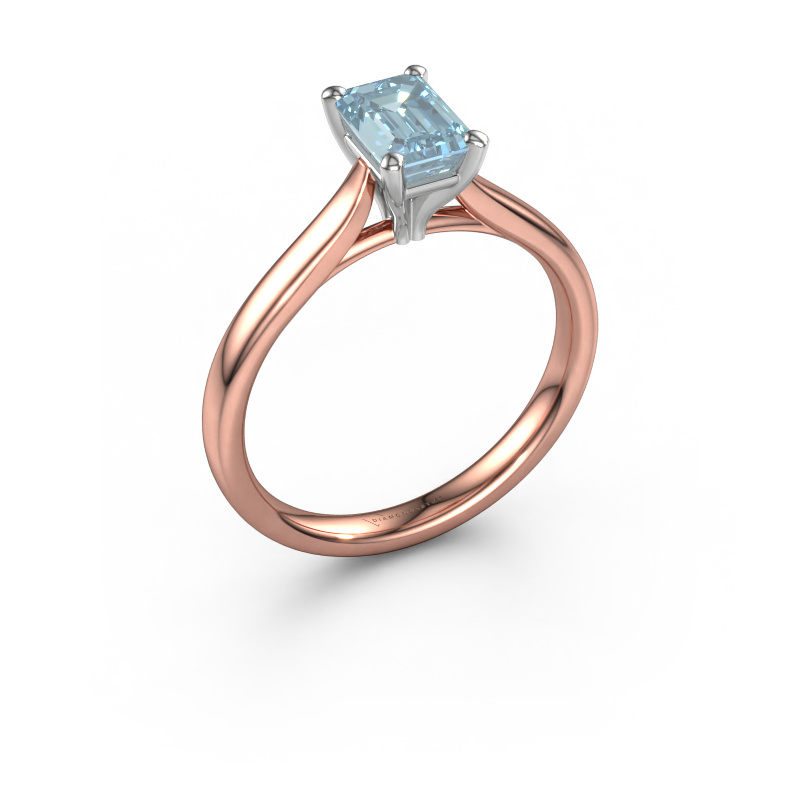 Bild von Verlobungsring Mignon eme 1 585 Roségold Blauer Labordiamant 6.5x4.5 mm