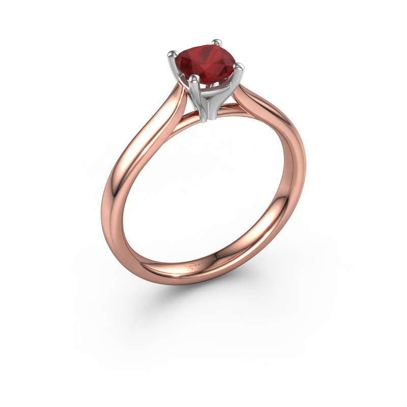 Image of Engagement ring Mignon cus 1 585 rose gold Ruby 5 mm