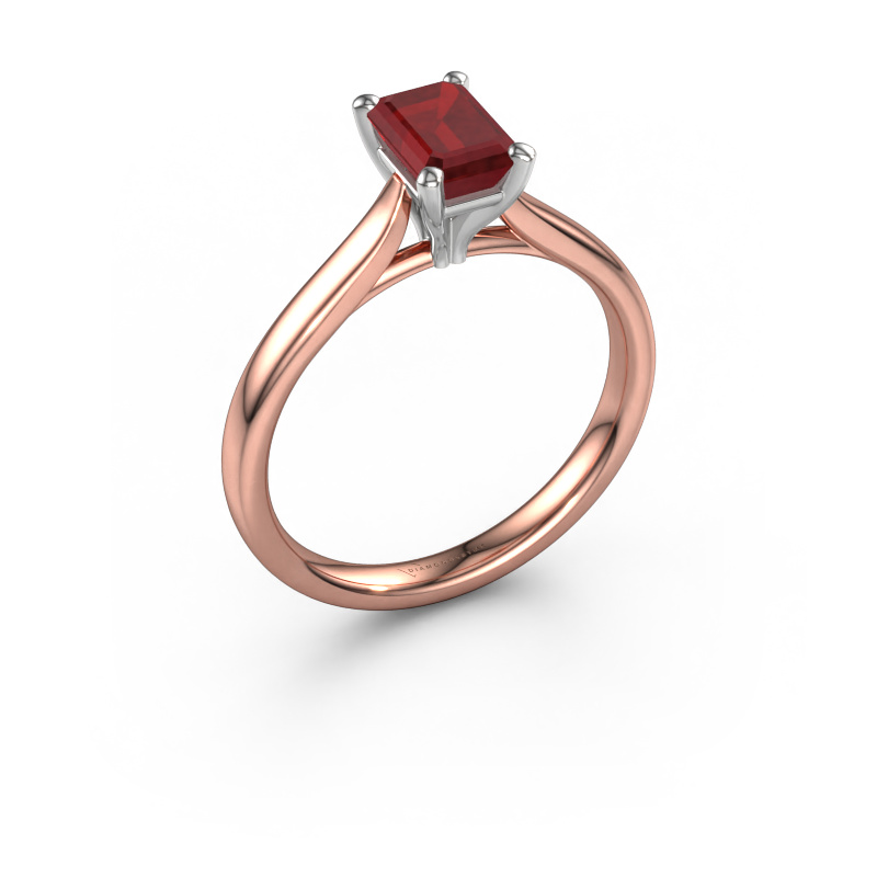 Image of Engagement ring Mignon eme 1 585 rose gold Ruby 6.5x4.5 mm