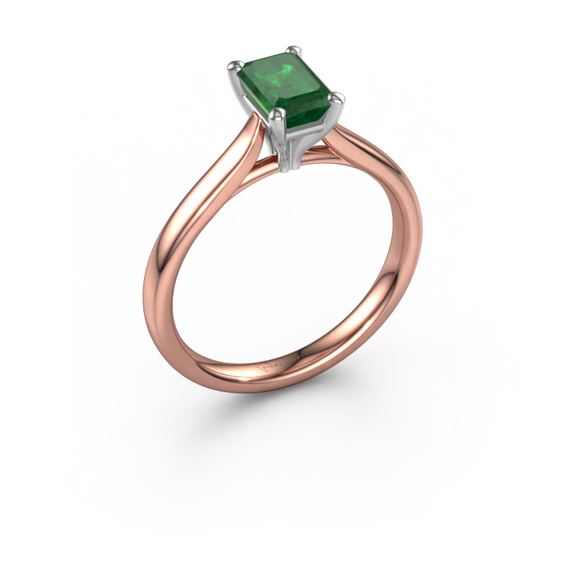 Image of Engagement ring Mignon eme 1 585 rose gold Emerald 6.5x4.5 mm