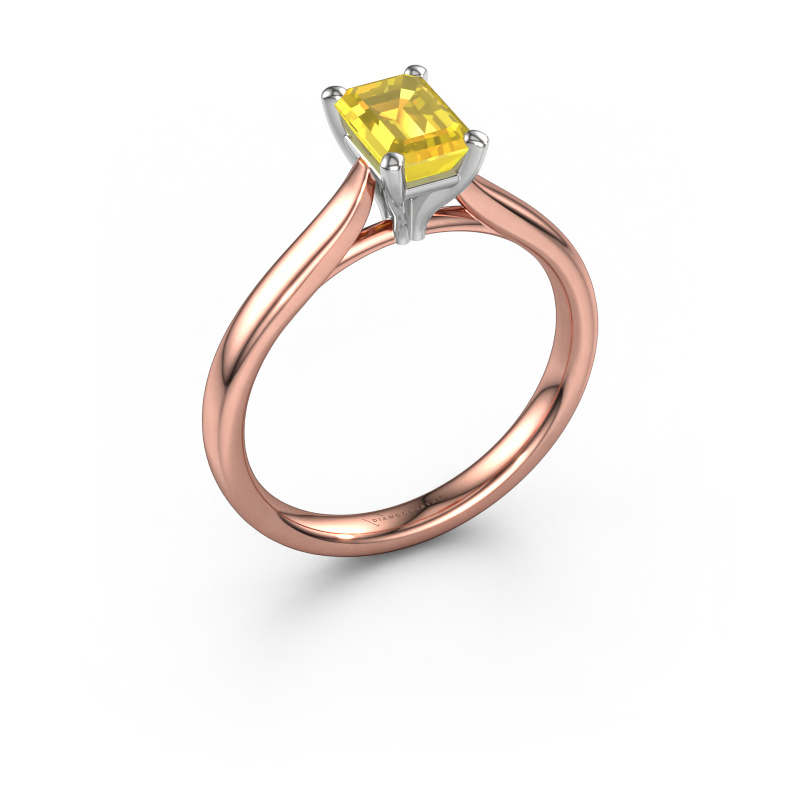 Bild von Verlobungsring Mignon eme 1 585 Roségold Gelb Saphir 6.5x4.5 mm