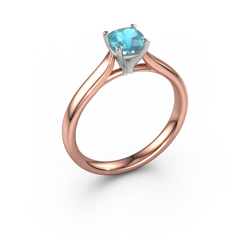 Image of Engagement ring Mignon cus 1 585 rose gold Blue topaz 5 mm