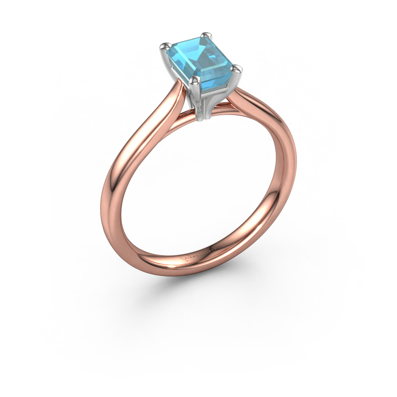 Bild von Verlobungsring Mignon eme 1 585 Roségold Blau Topas 6.5x4.5 mm