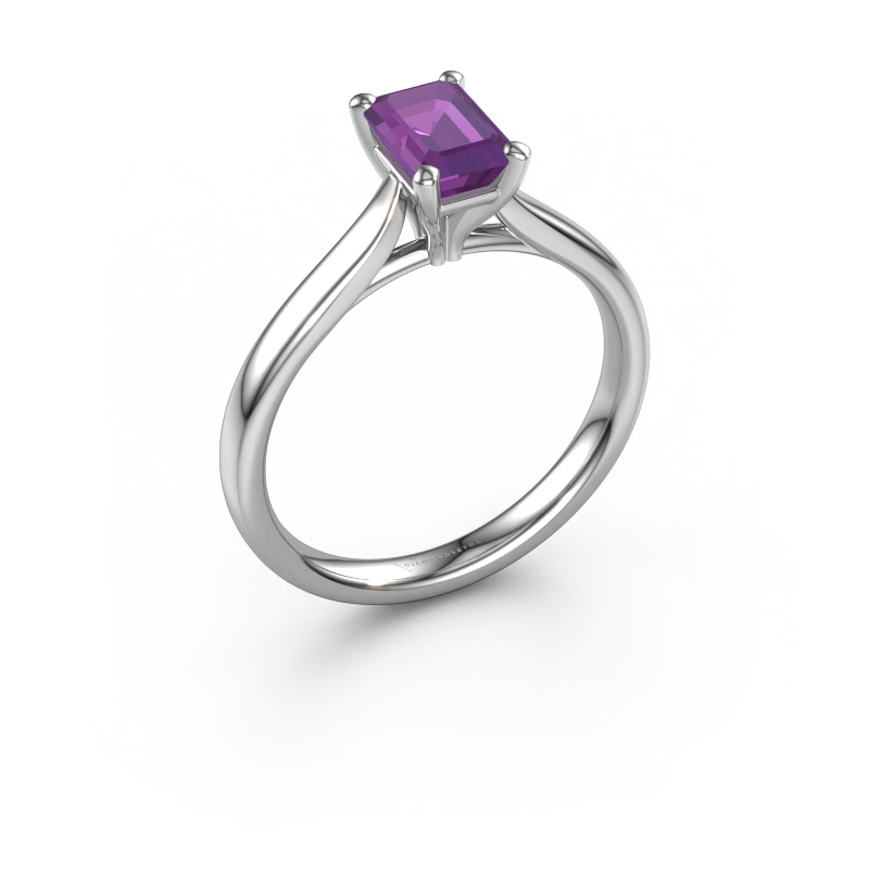 Image of Engagement ring Mignon eme 1 950 platinum Amethyst 6.5x4.5 mm