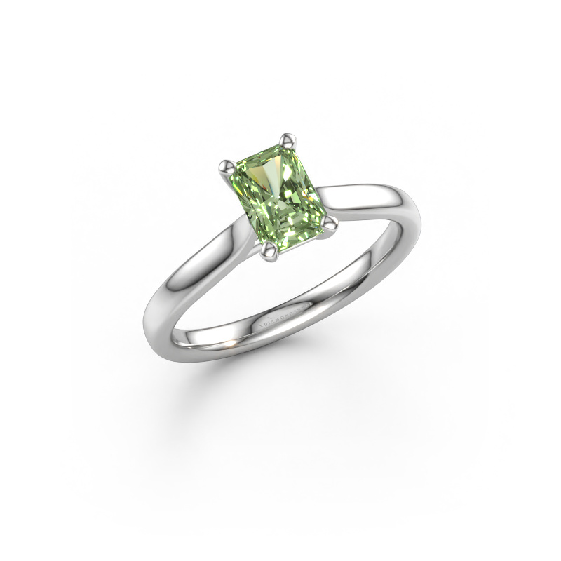 Immagine di Anello di fidanzamento Mignon RAD 1 950 platino Diamante lab grown verde 6.5x4.5 mm