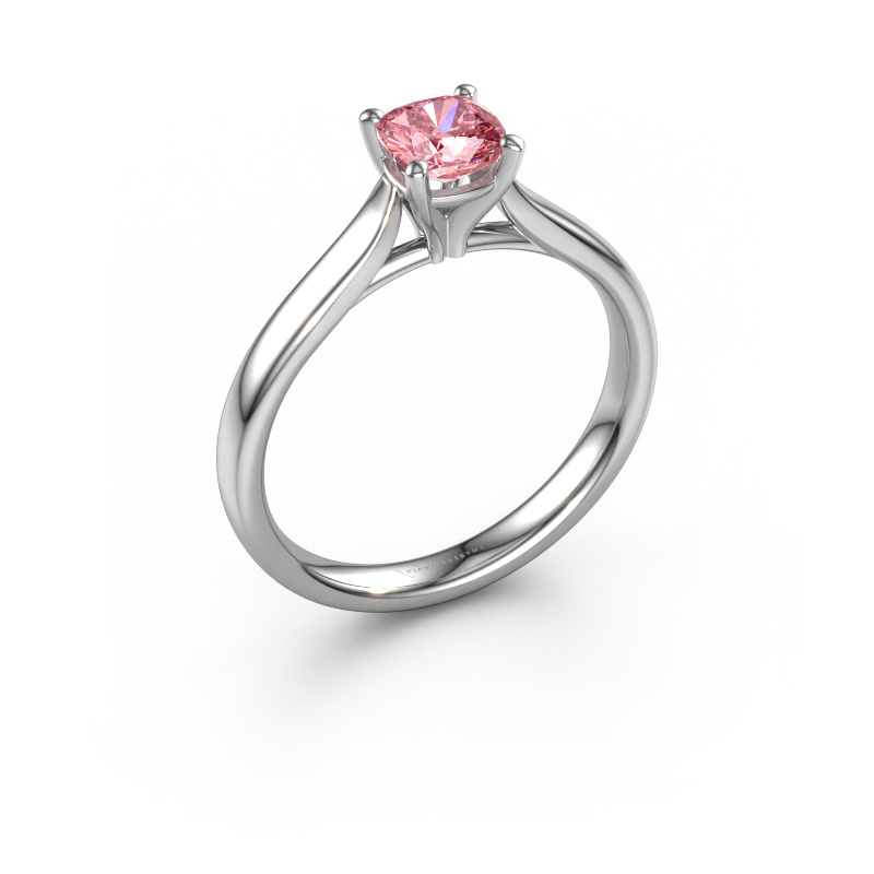 Image of Engagement ring Mignon cus 1 950 platinum Pink lab grown diamond 5 mm
