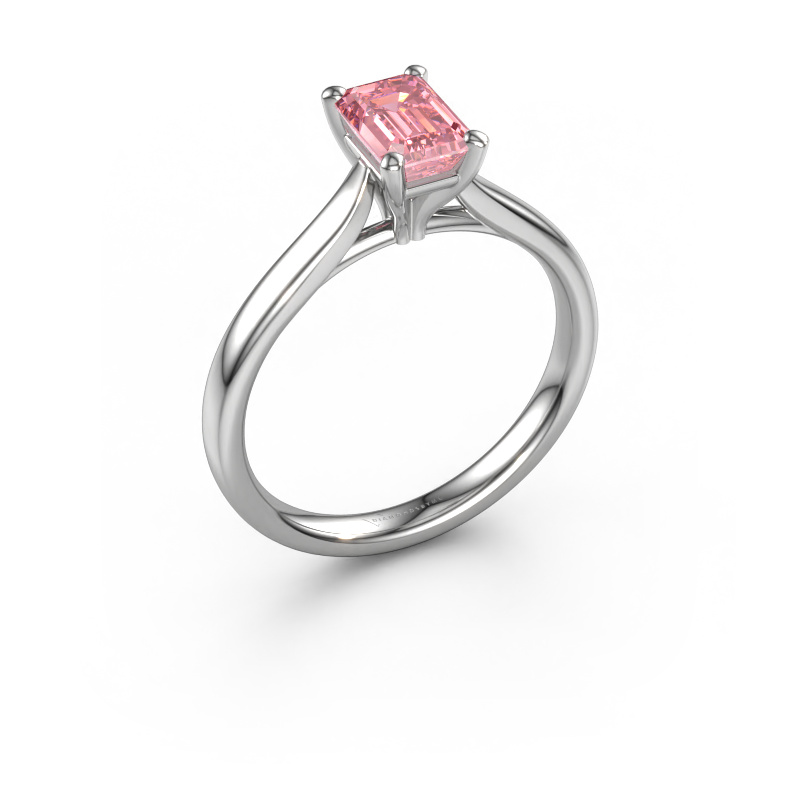 Afbeelding van Verlovingsring Mignon eme 1 950 platina Roze lab grown diamant 6.5x4.5 mm