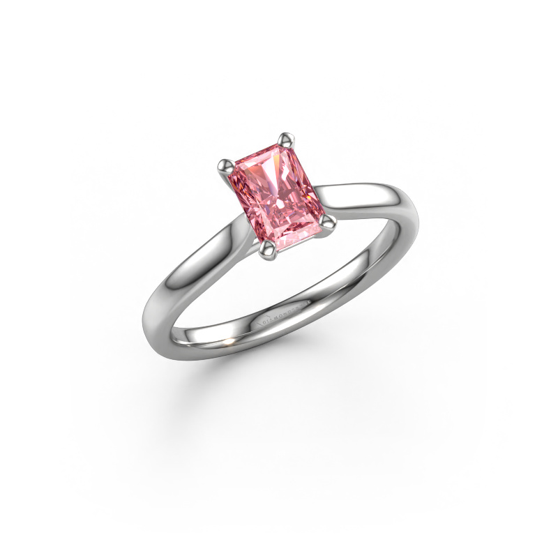 Image of Engagement ring Mignon rad 1 585 white gold Pink lab grown diamond 6.5x4.5 mm
