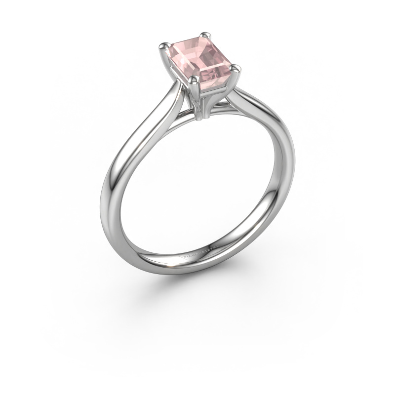 Image of Engagement ring Mignon eme 1 950 platinum Morganite champagne 6.5x4.5 mm