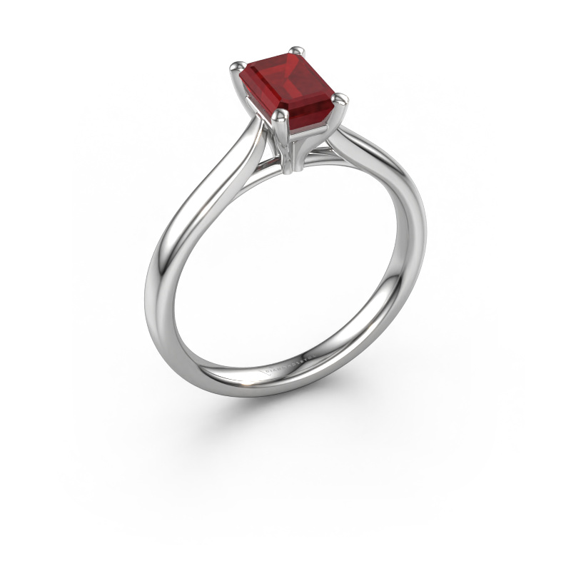Image of Engagement ring Mignon eme 1 585 white gold Ruby 6.5x4.5 mm