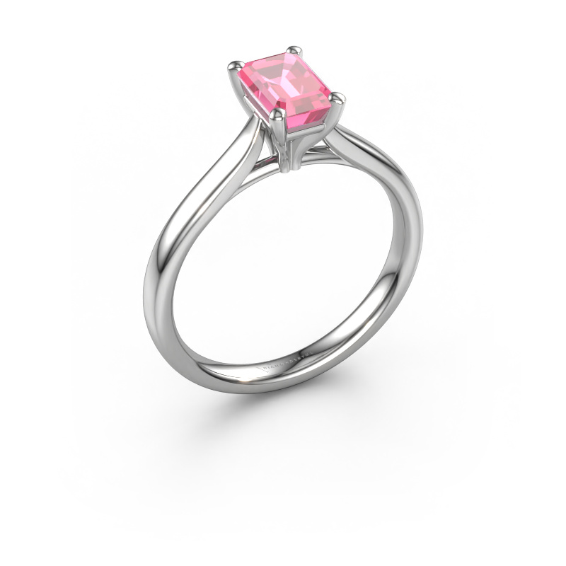 Bild von Verlobungsring Mignon eme 1 950 Platin Pink Saphir 6.5x4.5 mm
