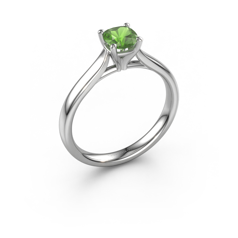 Image of Engagement ring Mignon cus 1 585 white gold Tourmaline green 5 mm