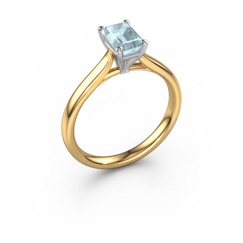 Image of Engagement ring Mignon eme 1 585 gold Aquamarine 6.5x4.5 mm