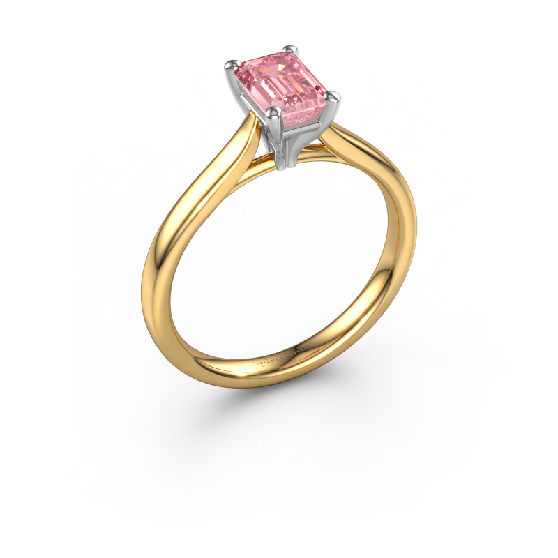 Image of Engagement ring Mignon eme 1 585 gold Pink lab grown diamond 6.5x4.5 mm