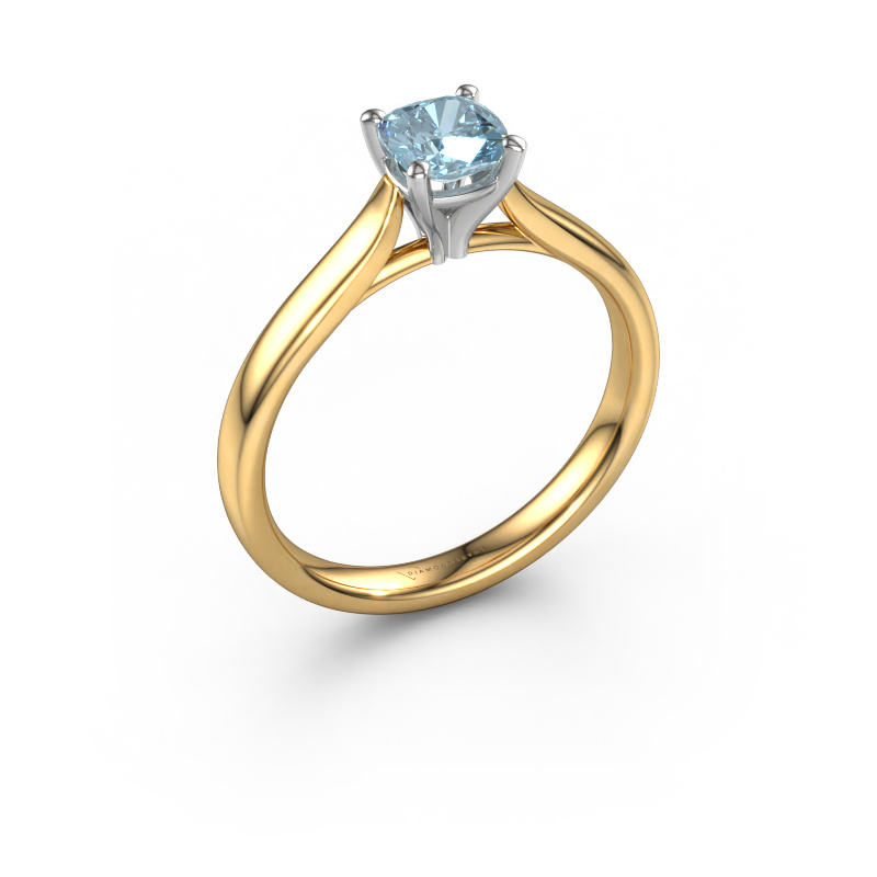 Image of Engagement ring Mignon cus 1 585 gold Blue lab grown diamond 5 mm