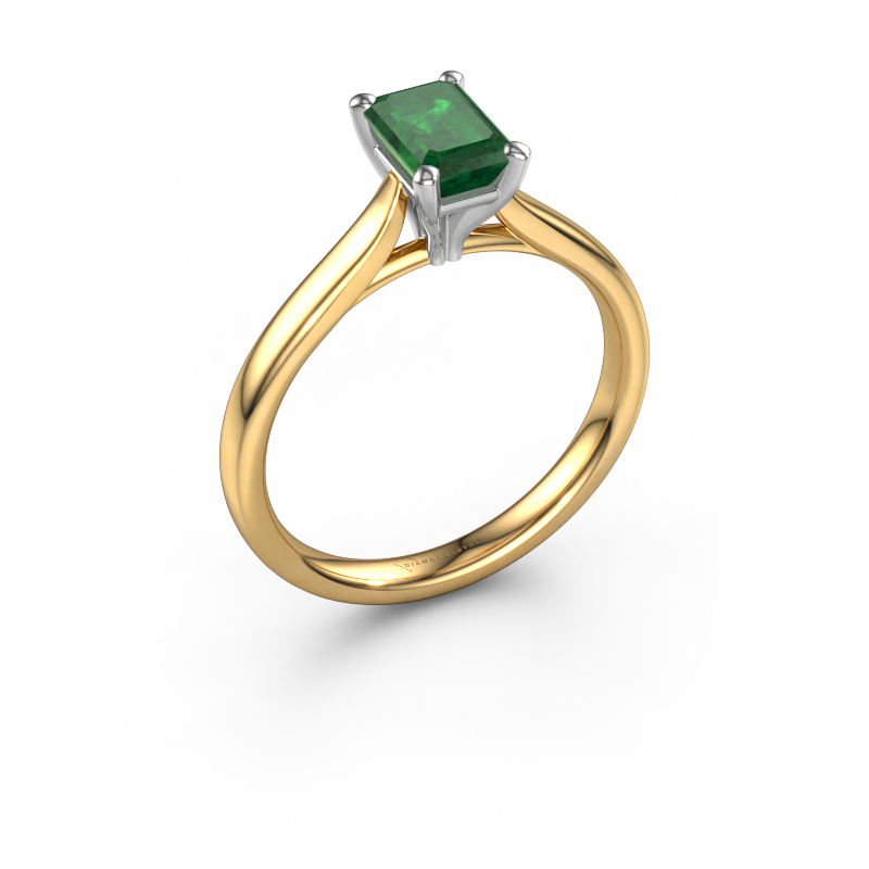 Bild von Verlobungsring Mignon eme 1 585 Gold Smaragd 6.5x4.5 mm