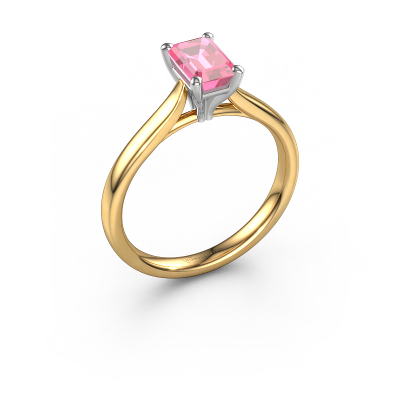 Image of Engagement ring Mignon eme 1 585 gold Pink sapphire 6.5x4.5 mm