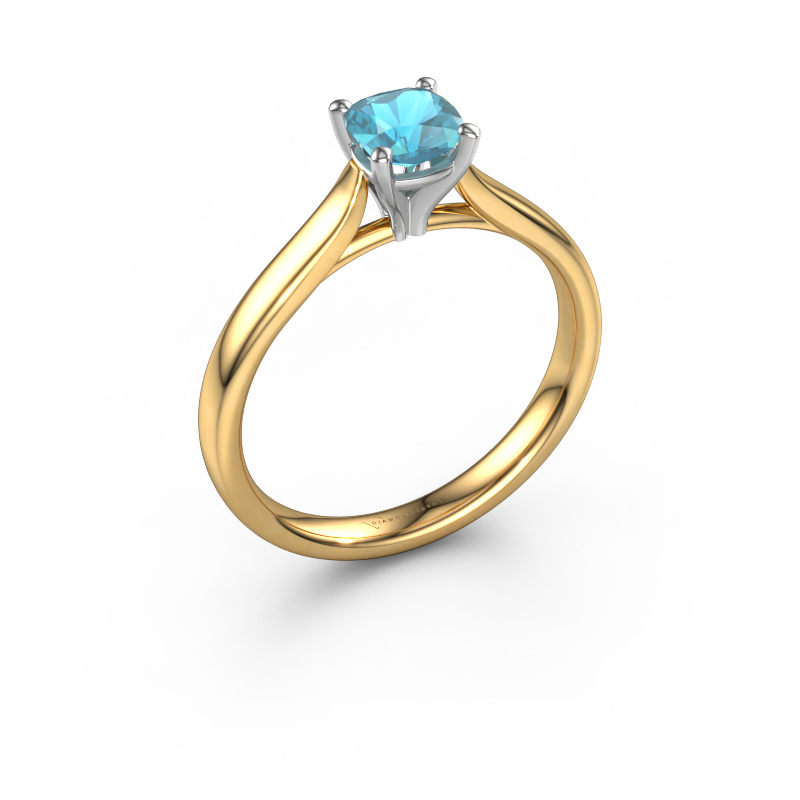 Bild von Verlobungsring Mignon cus 1 585 Gold Blau Topas 5 mm