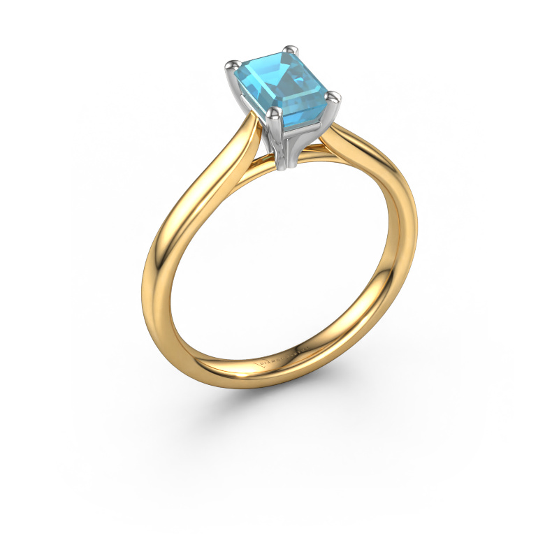 Bild von Verlobungsring Mignon eme 1 585 Gold Blau Topas 6.5x4.5 mm
