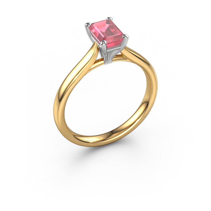Image of Engagement ring Mignon eme 1 585 gold Tourmaline pink 6.5x4.5 mm