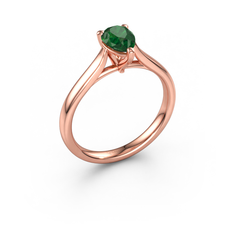 Immagine di Anello di fidanzamento Mignon PER 1 585 oro rosa Smeraldo 7x5 mm